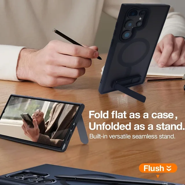 UYUXIO Magnetic Mobile Phone Case with Kickstand for Samsung Galaxy S25 S24 S23 Ultra FE S22 Plus Cover Stand Cases with Holder 2