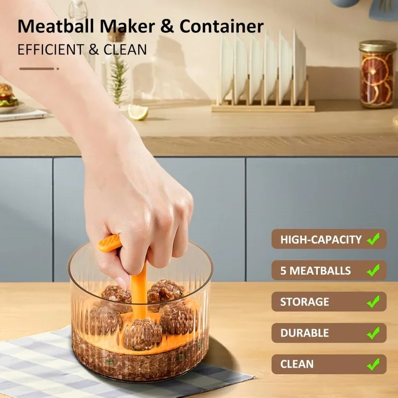 1pcs Translucent Meatballs Maker 5 Meat Balls Manual Maker Tool Manual Rice-Meat Dumplings For Clear Dumplings Meat Tool