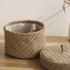 Weaving Snack Storage Box Jute  Sundries Storage Baskets With Lids Wardrobe Table Round Gift Box Wicker Seagrass Flower Pot 4