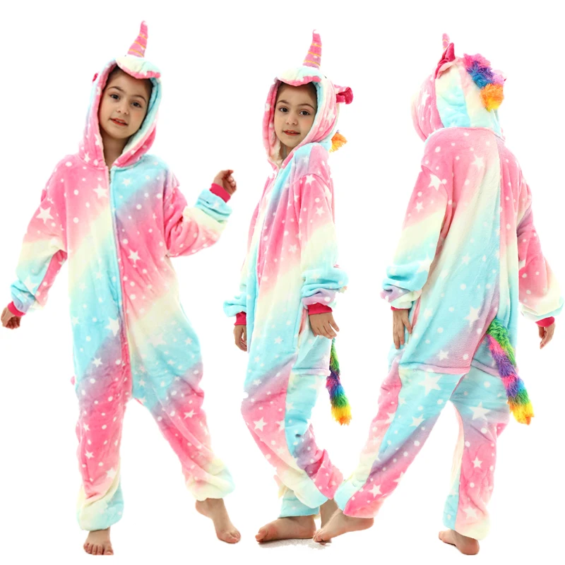 Kids Pajamas Lion Kigurumi Pajamas for Kids Winter Sleepwear Suit Girls Unicorn Pijamas