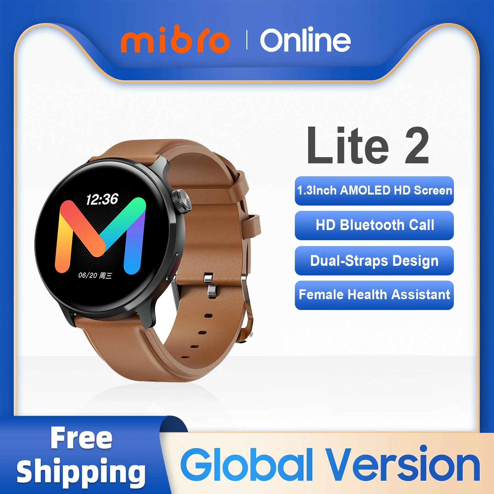 グローバル版Mibro Lite 2スマートウォッチ1.3インチAMOLED