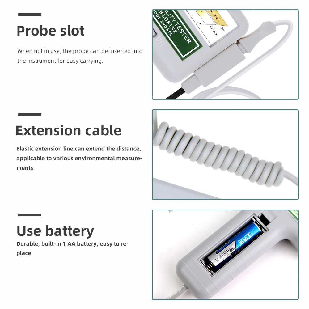 Professional 2 in 1 PH Chlorine Meter Cl2 Tester PH Water Quality Testing Device Chlorine Measuring For Swimming Pool Aquarium 5