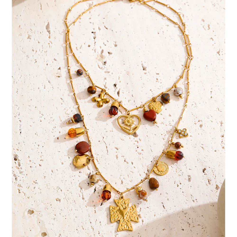 Yhpup Double-Layer Waterproof Resin Necklace