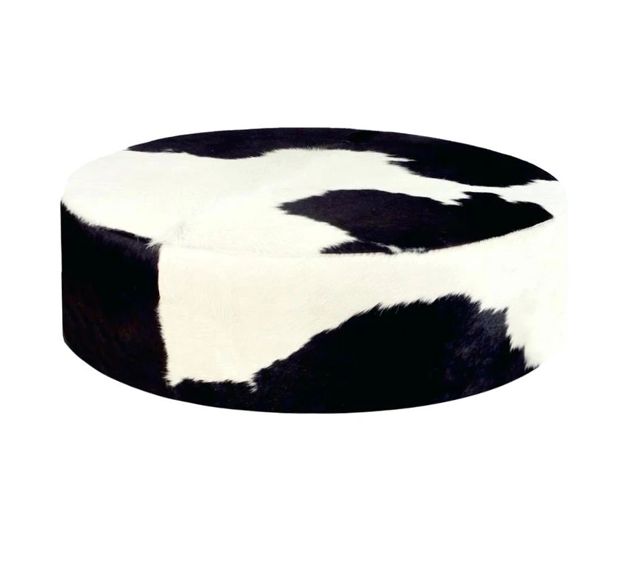 

Creative use of round cowhide stools for durability