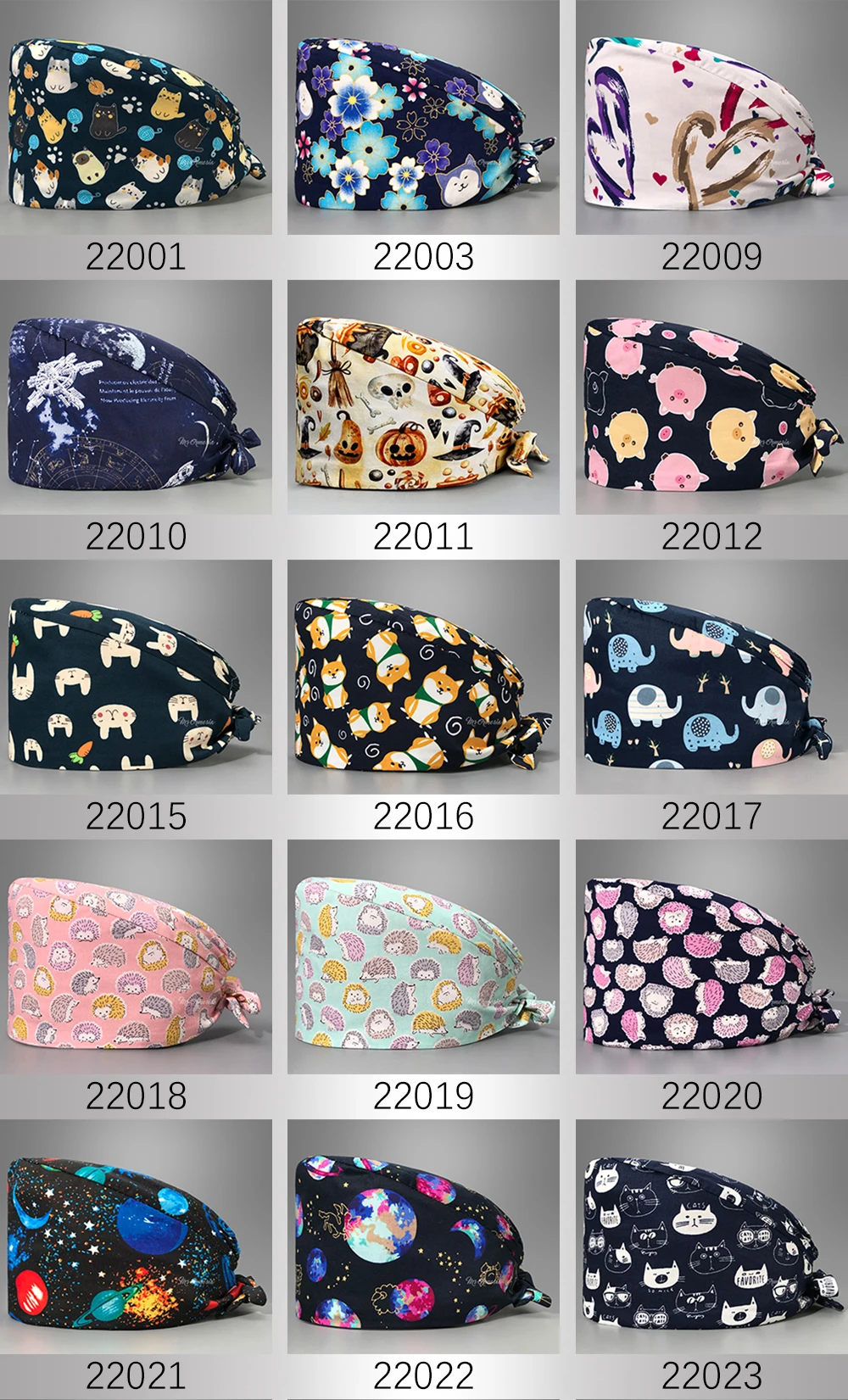 Adjustable Fashion Print Scrub Hat Dust-Proof Cap Cotton Nurse Cap Bandage Men Women Surgical Hat Cap Gorros Quirurgicos Mujer