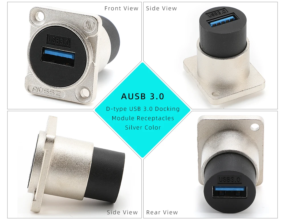 USB2.0/3.0 Modul-Buchse Typ D Anschluss USB-Datenkabel-Scanner Einbau 86 Panelmontage Ohne Schweißen Doppelpass-Docking-Adapter – Detail 16