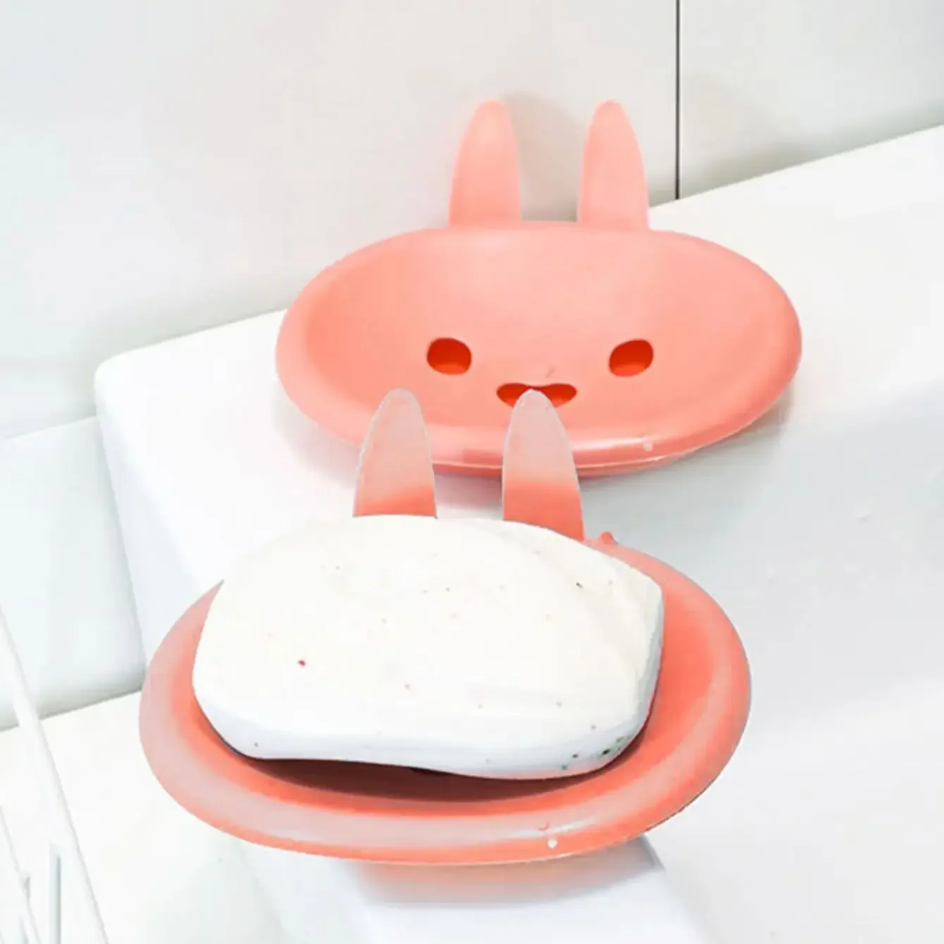 1pc - Rabbit shaped multifunctional durable soap box, hygienic storage container for home and outdoor use