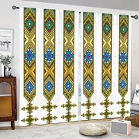 2024 Luxury Eritrean/ Ethiopian Modern  Window Curtains Saba and Telet Design Punch/Hook Curtains for Living Room Drapes 2 Piece 1