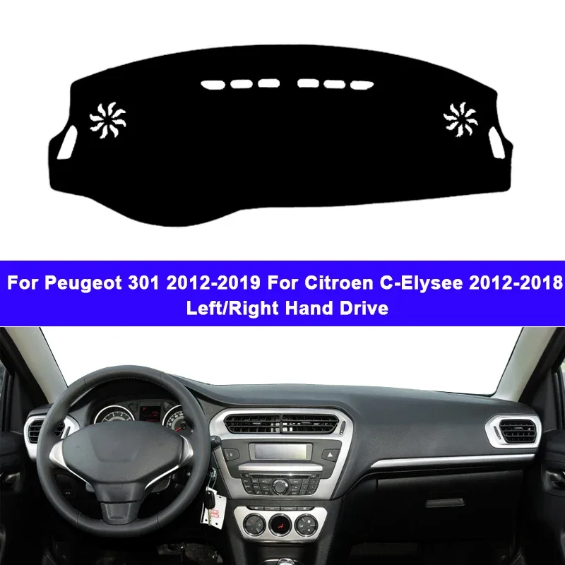 

Car Inner Dashboard Cover For Peugeot 301 2012 - 2019 For Citroen C-Elysee 2012 - 2018 DashMat Carpet Sun-Shade Rug 2017 2016