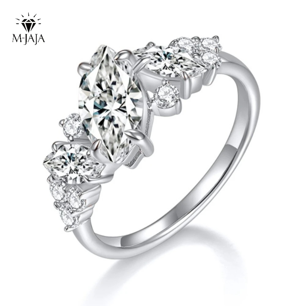 

Full Moissanite Ring Engagement Rings for Women 925 Sterling Silver 18k Rose Gold Plated Marquise Cut 1.78ct Lab Diamond Jewelry