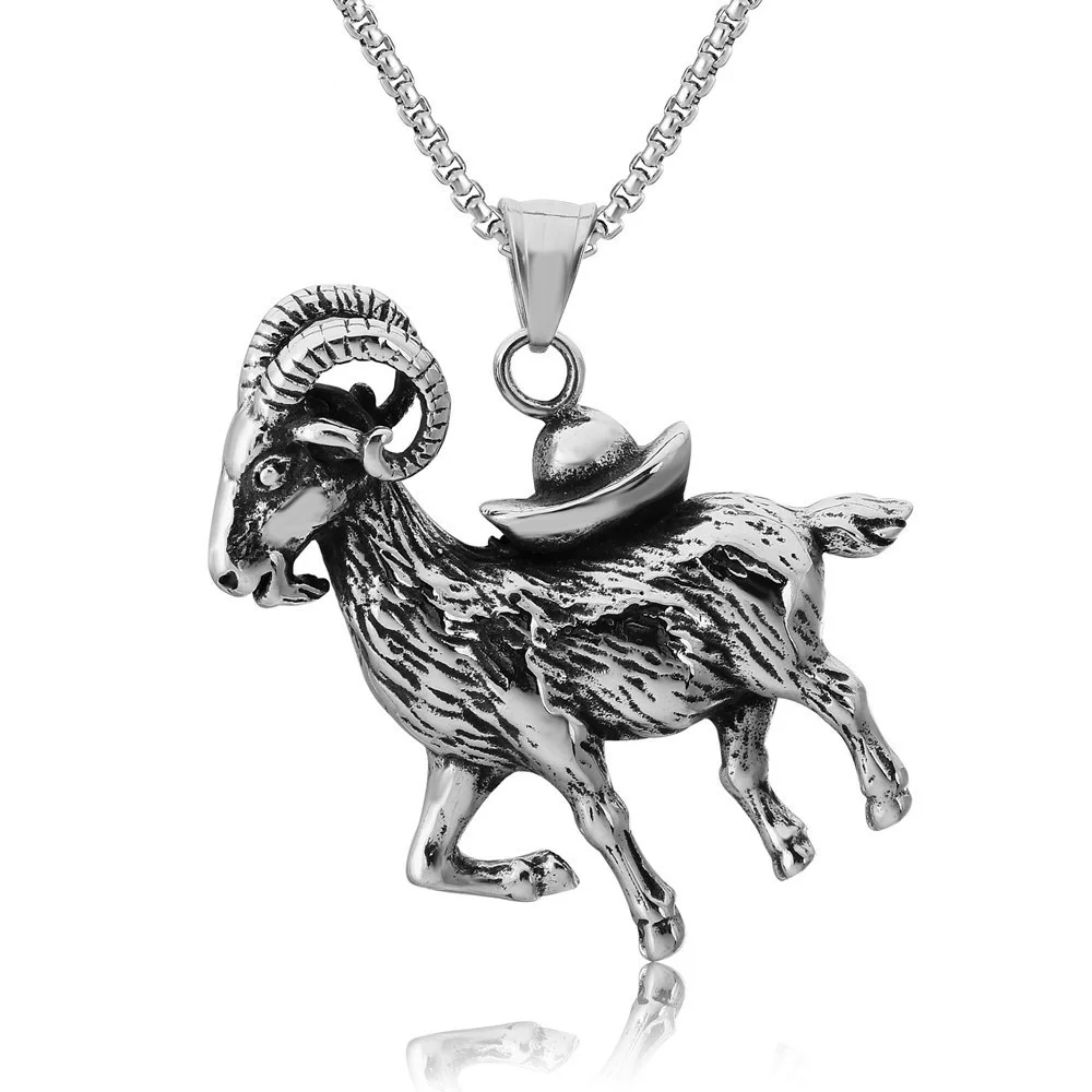 

2023 New Style Goat Pendant With 60cm Popcorn Chain Necklace For Women High Quality Stainless Steel Jewelry Free Shipping Items