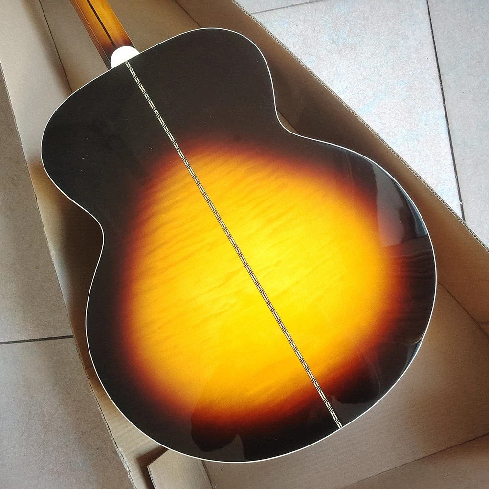 43 inch side, rear flame maple top SJ-200BS-E electric box folk electric acoustic guitar, in stock, ping