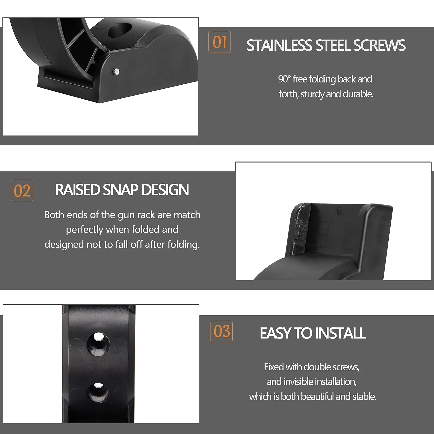 Gun Accessories Adoreal Gun Rack Wall Mount Semicircle Rifle Rack Multipurpose Folding Gun Storage Stable Arc Design For Wall Shotgun Hooks