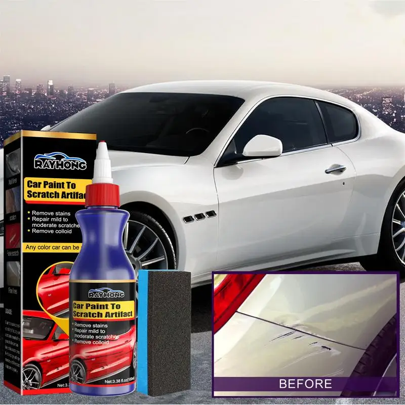 

Car Scratch Remover Paint Care Tools auto Scratch Repair Wax 100ml Scratch Remover Restorer with Sponge Auto Polishes Care Set