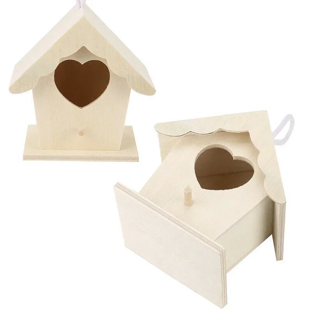 Wooden Bird House Nest Dox Nest House Bird Craft Box Wooden Birdhouse Decoration For Home Garden DIY Supplies 1pcs