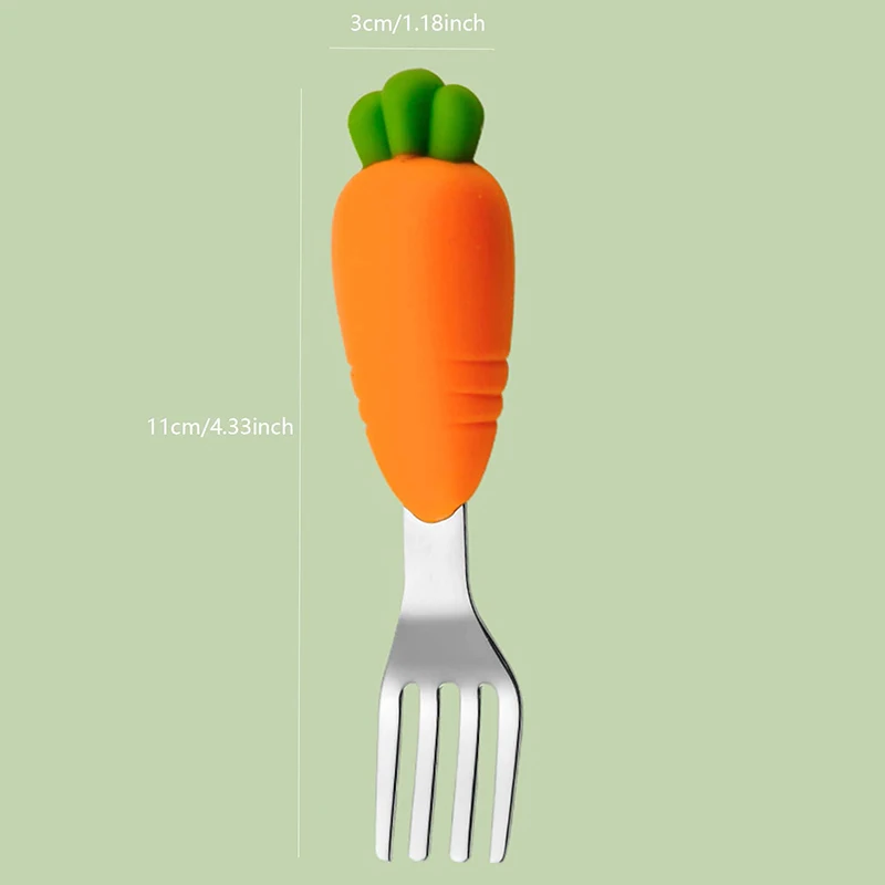 1pc-Carrot shaped 304 stainless steel with cute carrot shaped fork, reusable tableware