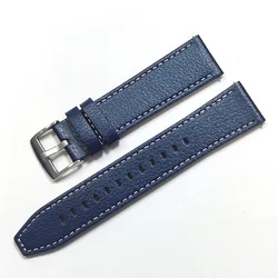 Premium Leather Watch Strap - Elegant 20mm/22mm Band Bracelet for 22MM (Blue)