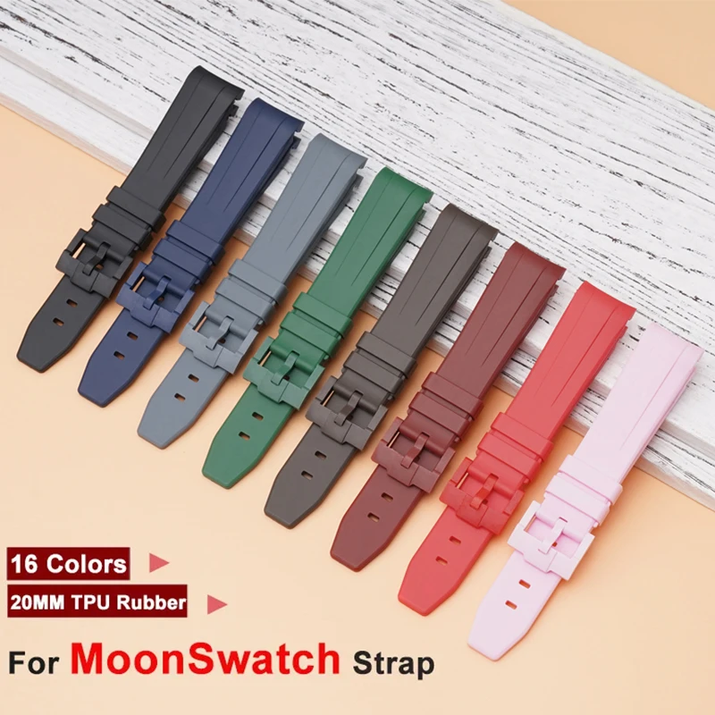 Cinturino In Gomma Tpu Per Omega X Swatch Joint Moonswatch Diving Bracciale In Silicone Con Estremità Curva 20Mm Per Rolex Water Ghost Watch Band