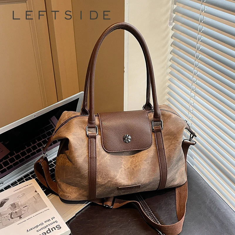 LEFTSIDE Patent Leather Handbags For Women 2018 Crocodile Pattern Lady Winter Shoulder Bags Zipper High Capacity Handbag New main image 1