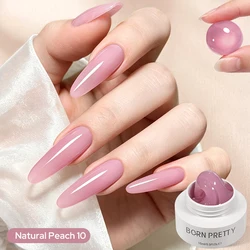 BORN PRETTY Glitter Pink Hard Jelly Nail Extension Gel, Milky White Clear Soak - Off UV Gel, 30ml (Natural Peach 10)