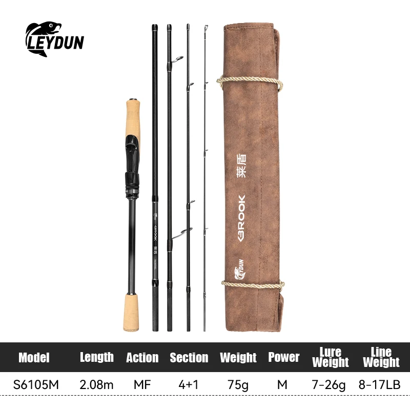 Leydun BROOK 超軽量釣竿 4 + 1 セクション 74 グラム MF アクション