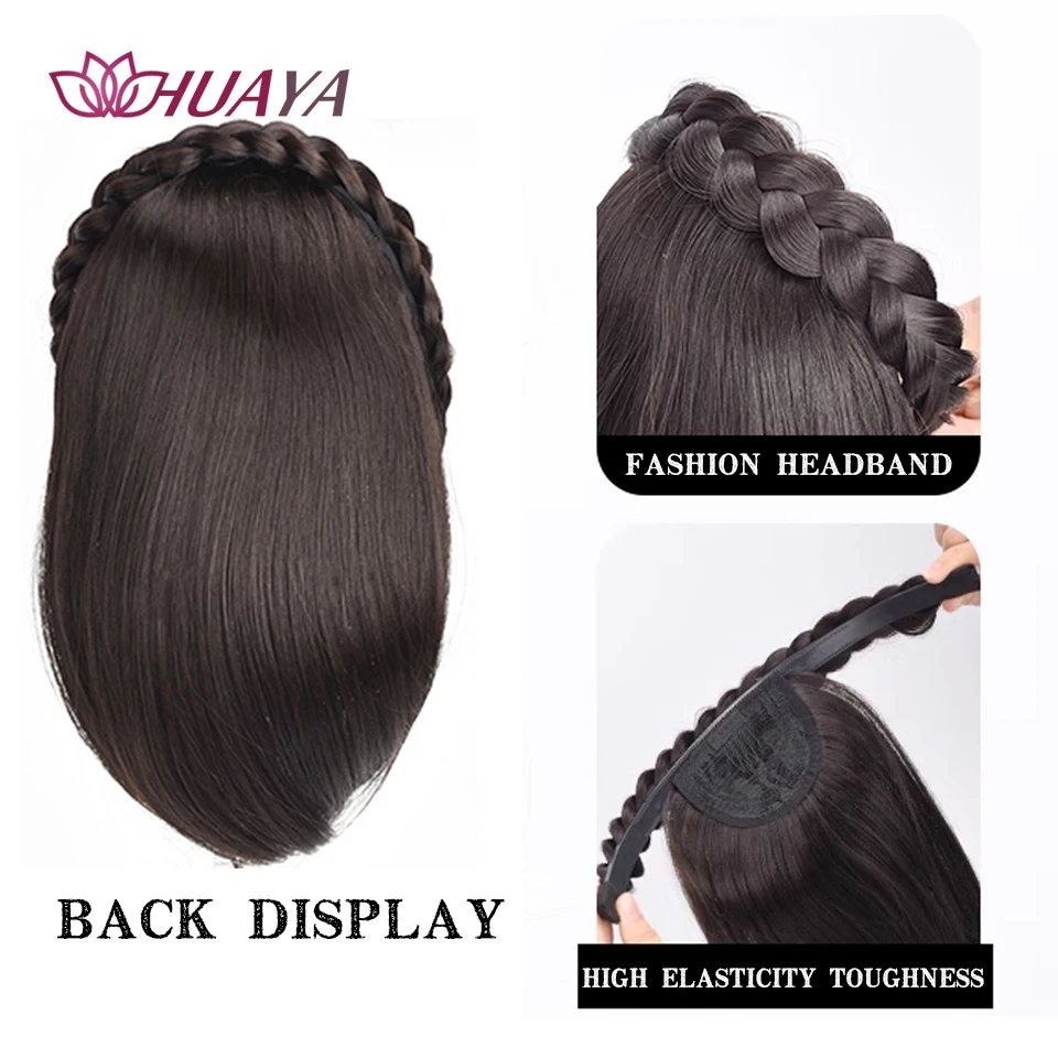 Synthetic Hair Pieces Headband Wig Heat Resistant Clip In One Piece Hair Extension For Women Topper Hair with braids Accessories