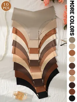 10pcs Women's Seamless Comfortable Solid Color Triangle Panties 1