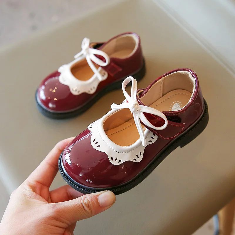 Girls' Small Patent Leather Shoes Spring Autumn New Korean Version Bowknot Princess Shoes Kids Chaussure Enfant Fille
