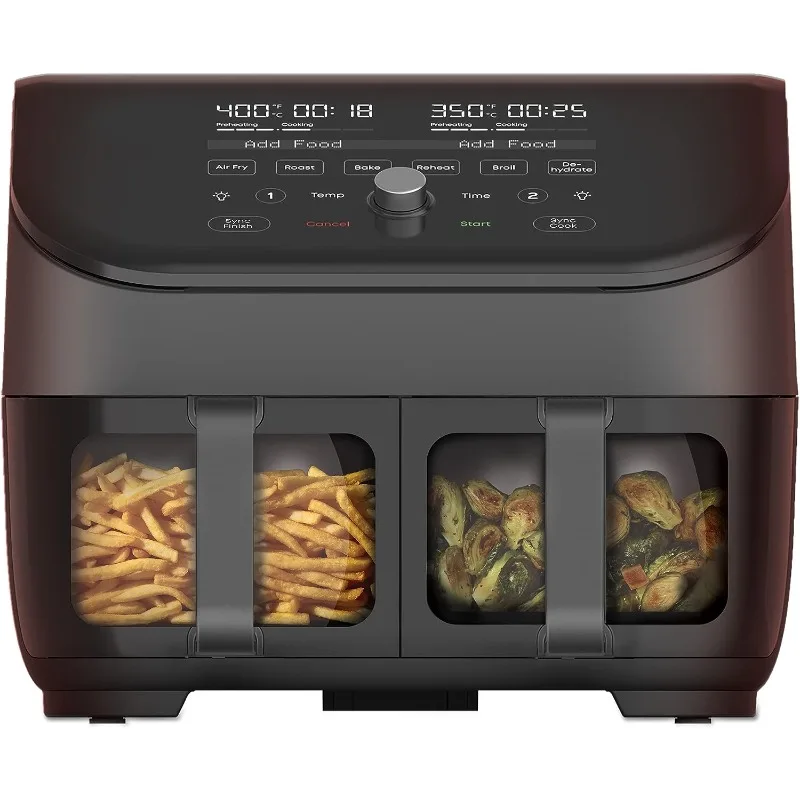 

Мгновенная воздушная фритюрница Vortex Plus XL 8QT ClearCook, прозрачные окна, пользовательское программирование, функции 8 в 1, которая чипсы, броли