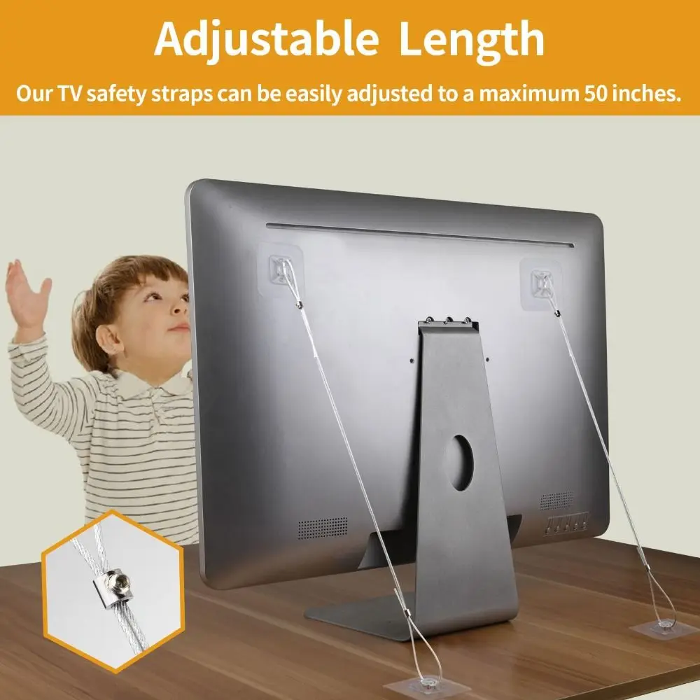 Anti-Tip TV Safety Strap Premium Adjustable Anti-Tip Furniture Fastening Kit Easy Install Childproof