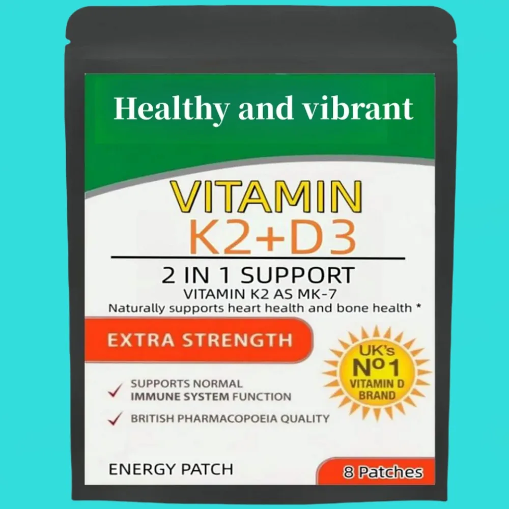 

Vitamin K2 ( With D3 Patches 8 Week Supply, Contains Vitamin D & K Complex Premium Non Gmo, Biotin & Folic Acid