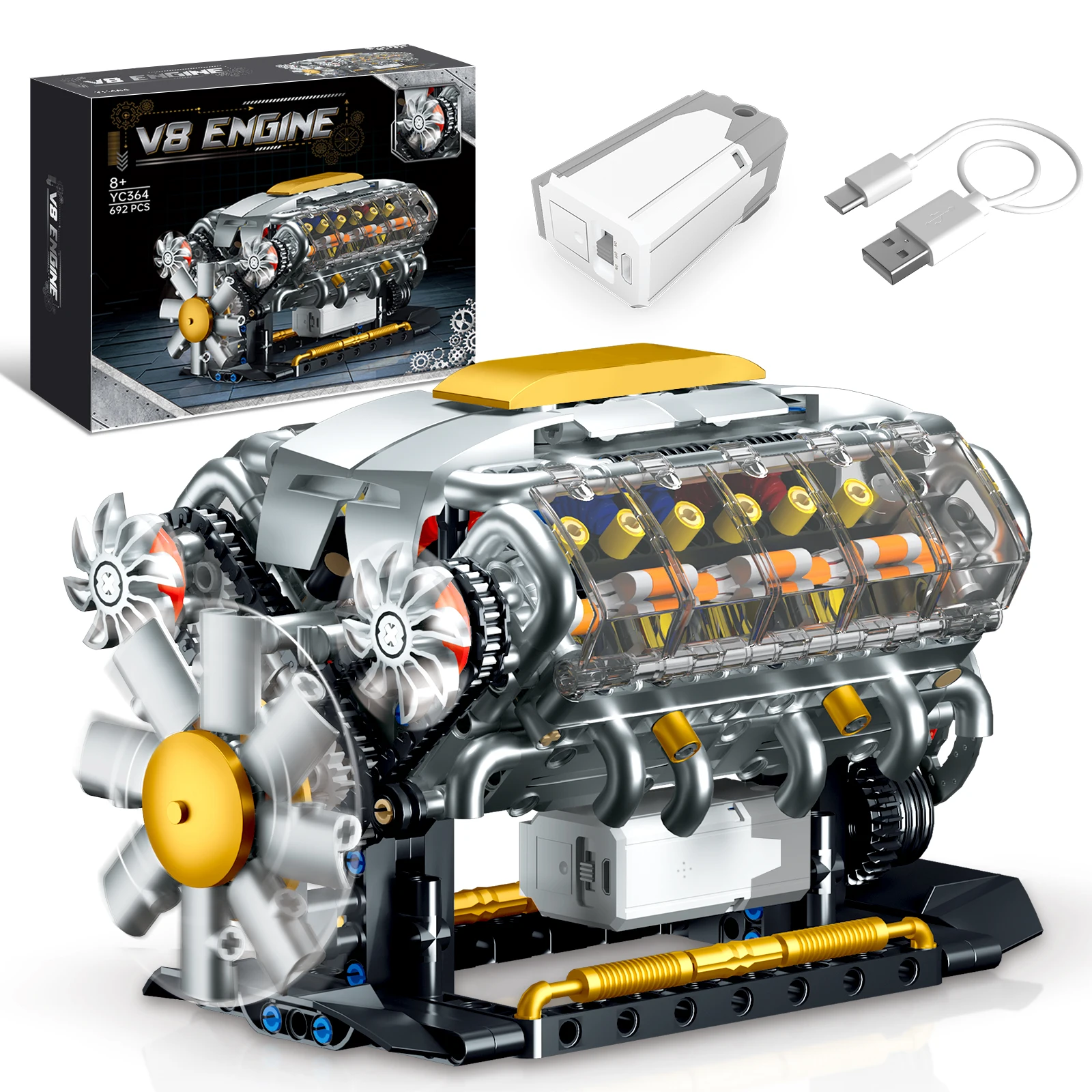 V8 Engine Model Kit, Runnable Model Engine Building Kits For Adults & Kids 8-14 313046535567