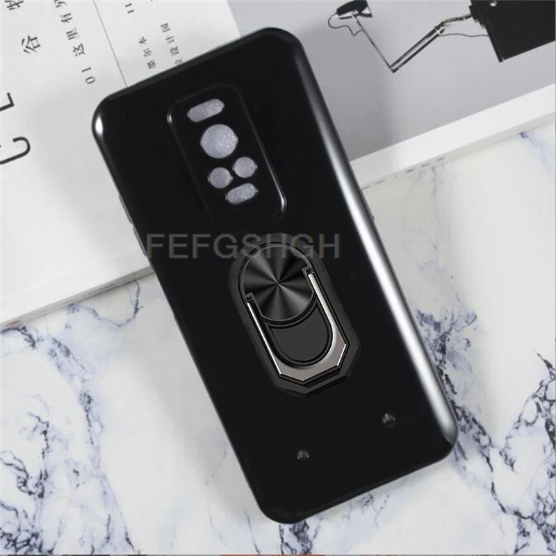 Rugged Back Ring Holder Bracket Phone Cover - TPU Soft Silicone Case
