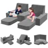 Modular Kids Play Couch Convertible-Toddler &Child Sofa DIY Creativing Play Couch for Playroom Bedroom Nursery Freely Removable 1