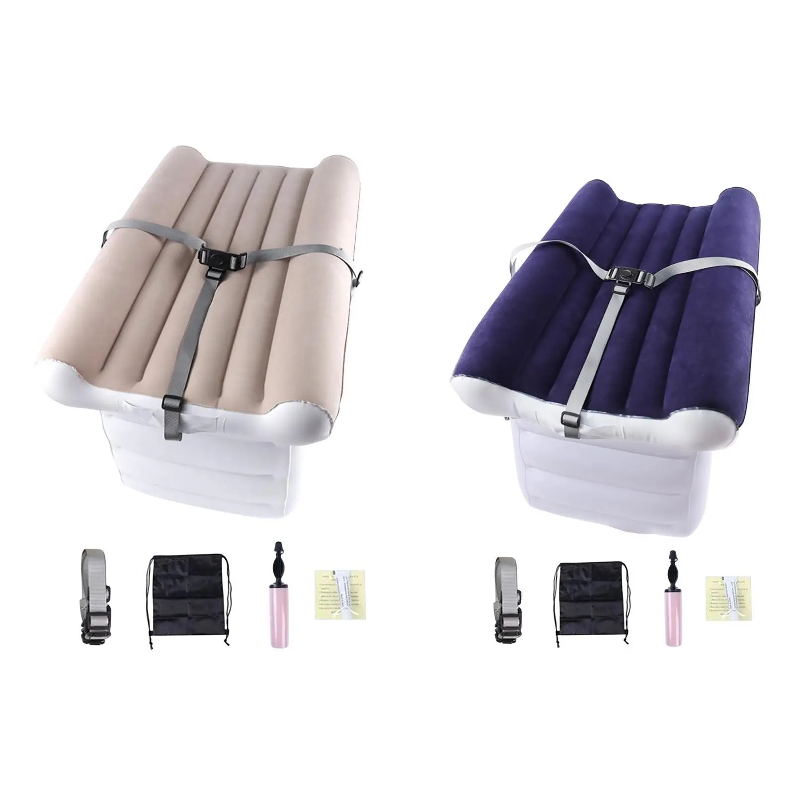 Inflatable Airplane Bed with Belt Car Back Seat Mattress Portable Travel Essential with Pump Airplane Seat Extender for Toddlers 4