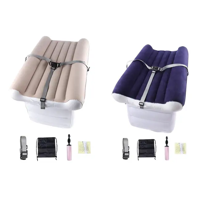 Inflatable Airplane Bed with Belt Car Back Seat Mattress Portable Travel Essential with Pump Airplane Seat Extender for Toddlers 4