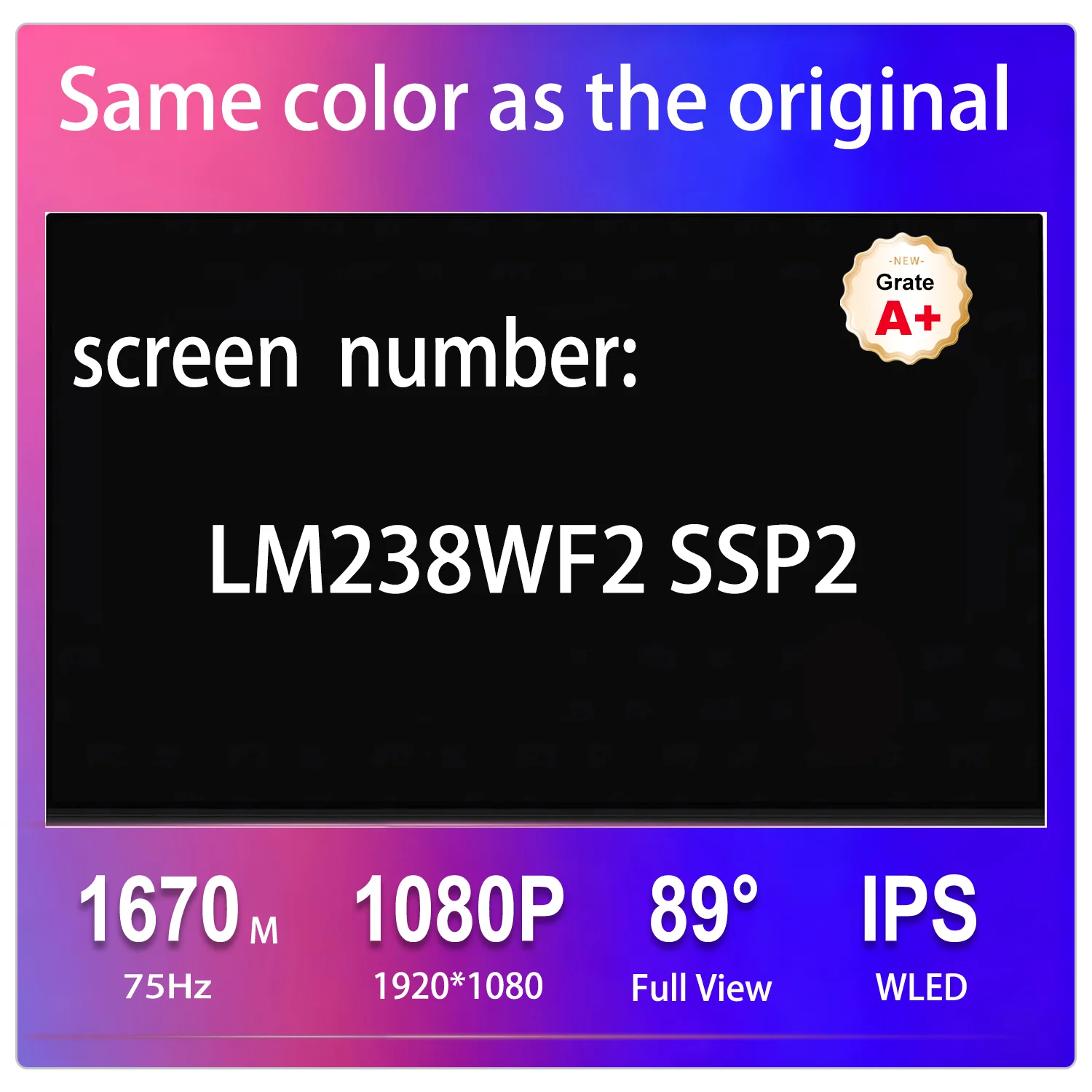 23.8 inch New LCD Screen Display LM238WF2 SSP2 Non-Touch FHD IPS