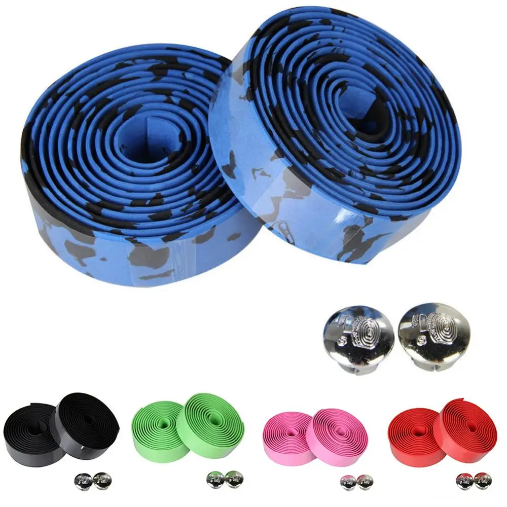 Handlebar Cycling Road Bike Sports Bicycle Rubber Tape Wrap 2Pcs with 2 Bar Plug