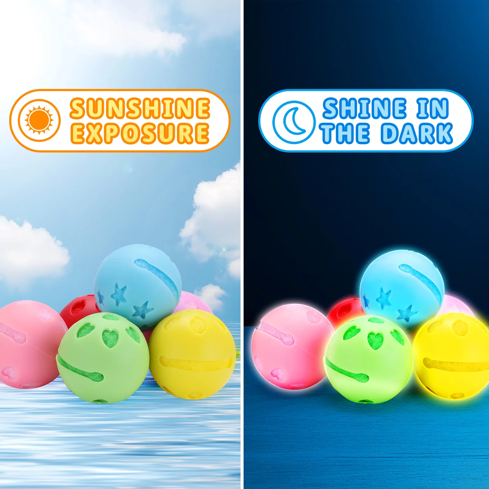 6 Pcs Reusable Water Balloons, Latex-Free Soft Silicone Water Splash Ball, Silicone Surround Ball Noctilucent Ball