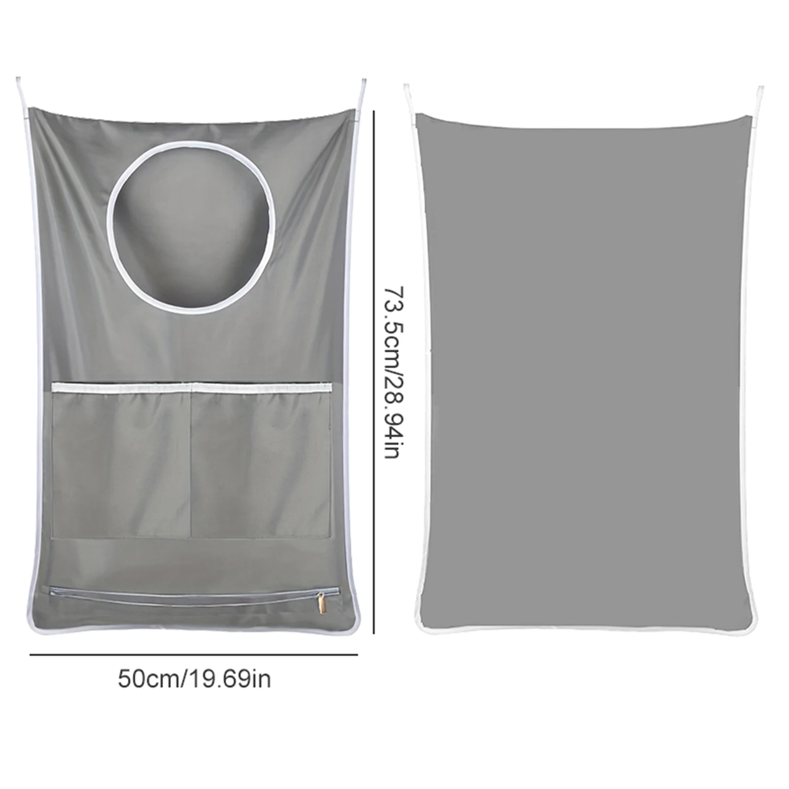 2-Piece Hanging Laundry Basket Bag With Adjustable Stainless Steel Door Hook For Storing Dirty Clothes And Saving Space 2