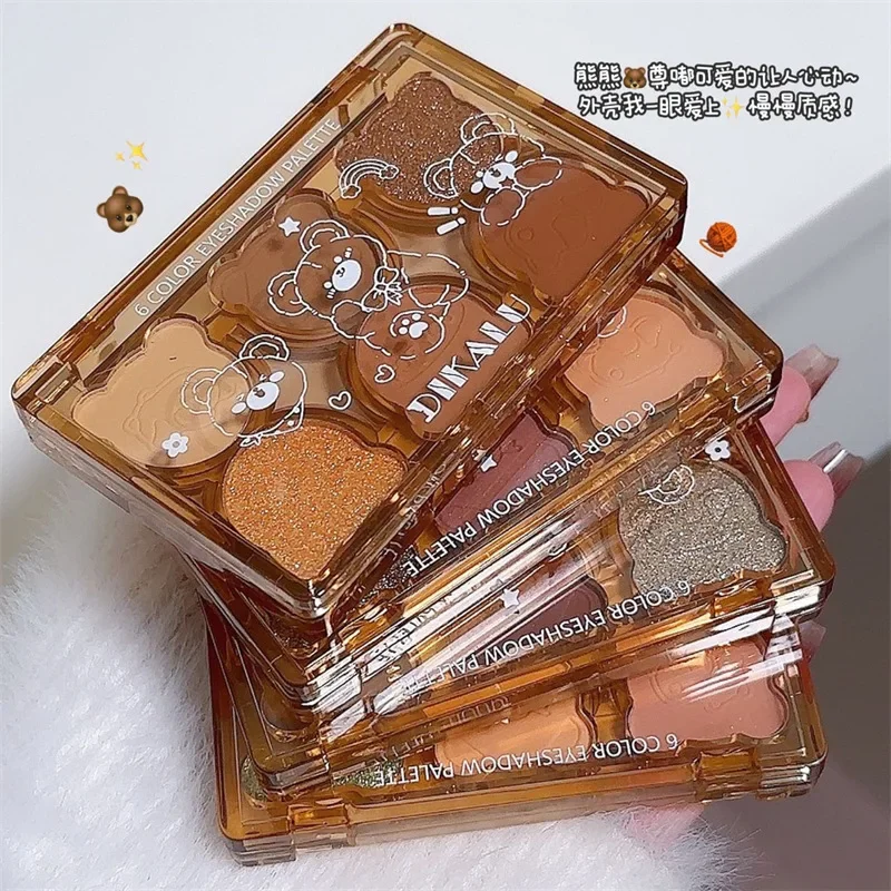 Description Picture 4 of item6 Colors Matte Eyeshadow Palette Fine Shimmering Pearlescent Smoky Gray Red Black Eye Shadow Wine Red Eye Makeup Wholesale