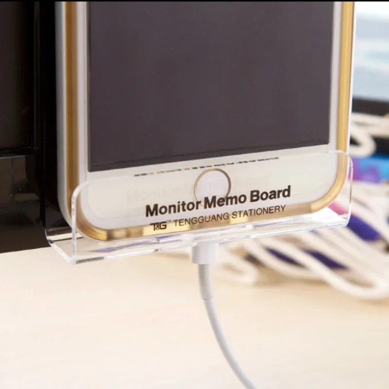 Creative Acrylic Monitor Message Memo Board Sticky Note Transparent Name Card Phone Holder Desktop Plastic Holder Stationery