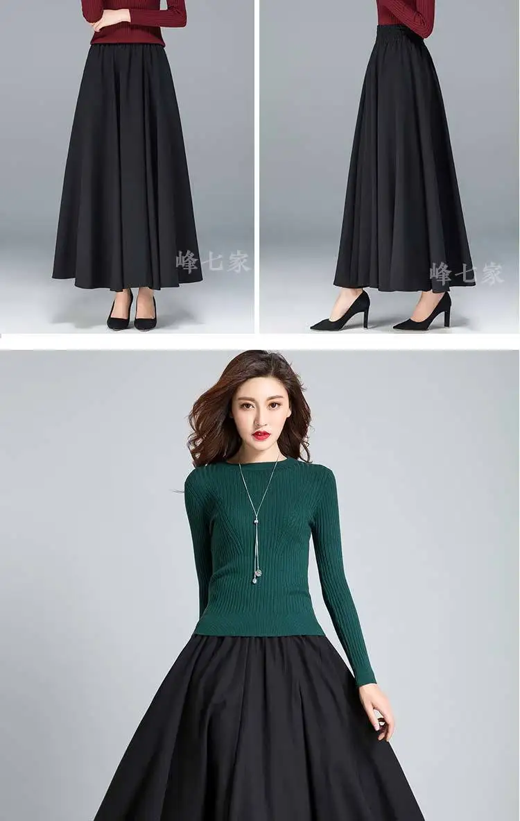 Cotton Linen Skirt 2022 Spring Autumn New Double-layer High Waist Large Swing A-line Skirt Women Retro Broken Flowers Show Thin black pencil skirt