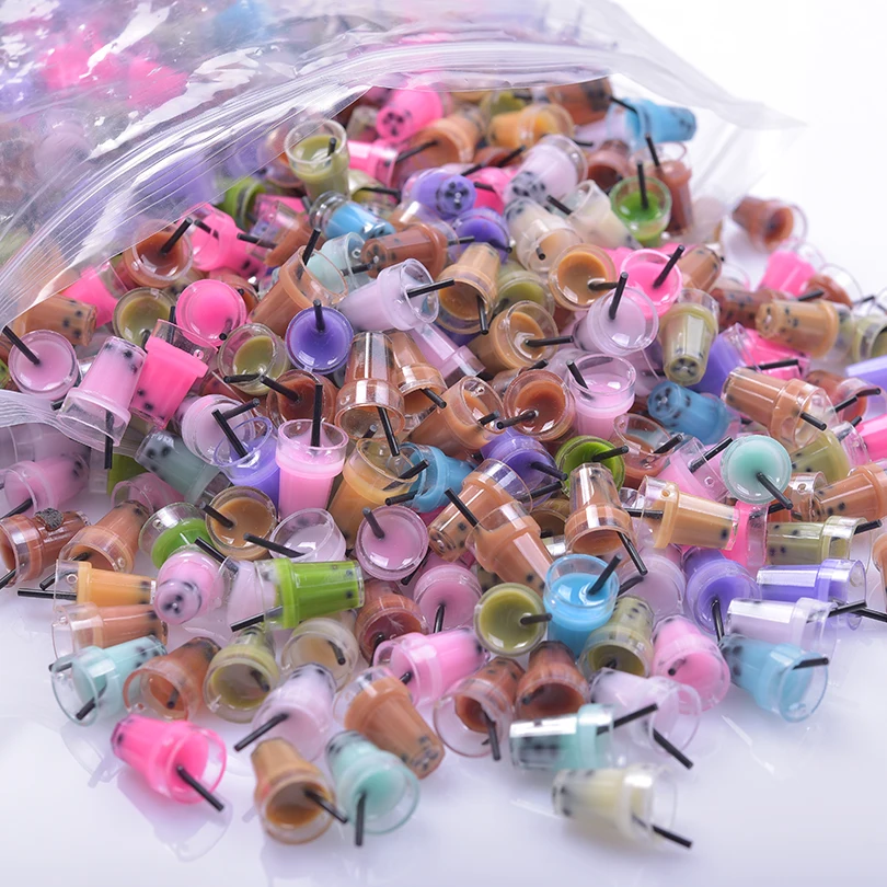 Assorted Milk Tea Cup Charm Pendants for DIY Jewelry and Keychain Crafting