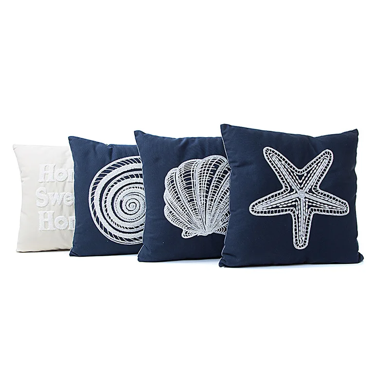 Unique Beach Pillows Coral Embroidered Pillow Cover