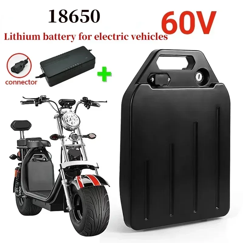 Citycoco-batería eléctrica para motocicleta y bicicleta, pila de litio resistente al agua, cargador de 250 V, 60V, 20Ah-100Ah, 1500W ~ 67,2 W