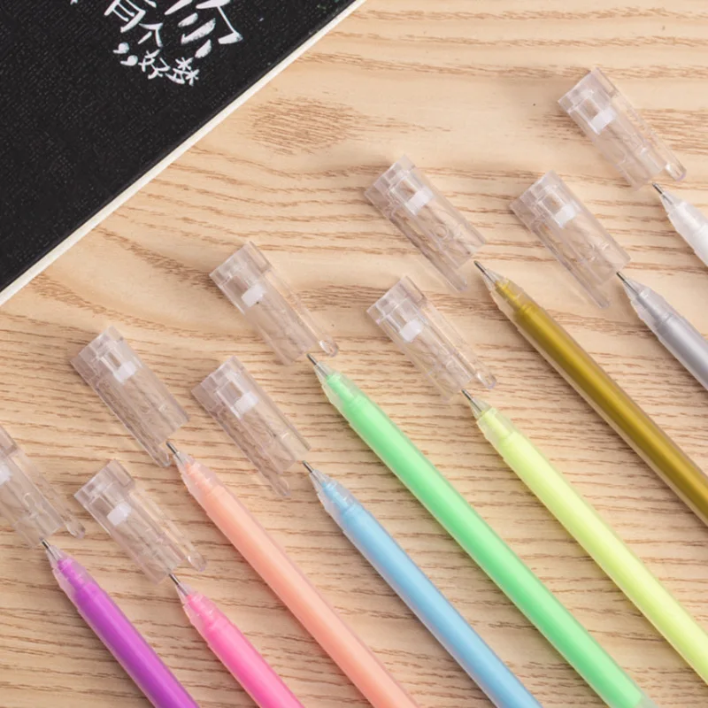 카와이 문구 컬러 젤 펜, 0.7mm, 학생 마커, 사무실 문구 하이라이트 펜, 대용량, 9 개/세트
