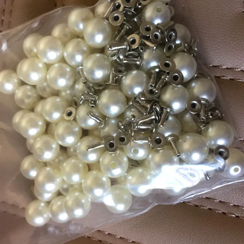 30 Bottoni Con Perle Da Donna 10 Mm - Rimovibili, Riutilizzabili, Per
