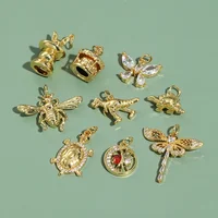 Breloques papillon abeille dinosaure pour la fabrication de bijoux, fournitures mignonnes Dijes couleur or, boucles d'oreilles, Bracelet, collier, excellente qualité 2