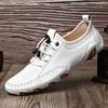 Men's Casual Shoes Cow Leather White Sneakers Outdoor Shoes Men Loafers Vintage Slip On Designer Flats Leisure Plus Size 38-47